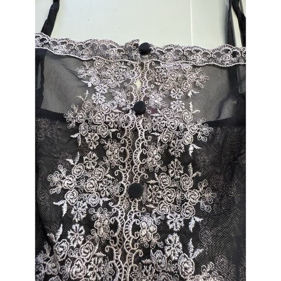 Victorias Secret Vintage Mesh Cami Top Size M Pink Floral Embroidered Coquette - Picture 2 of 6